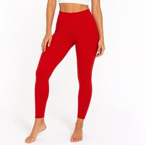 Satina High Waisted Leggings Red One Size OS Full Length Soft Stretch Pants
